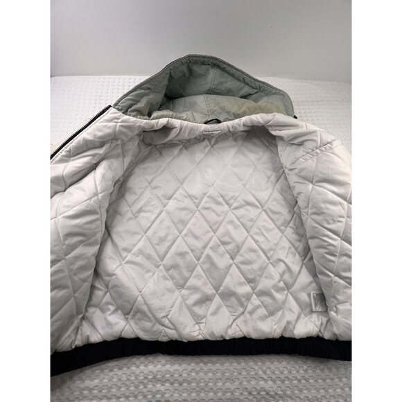 Vintage Nike Jacket Big Logo Hooded Bomber Puffer Coat 90s Black White Sz L - Picture 10 of 14